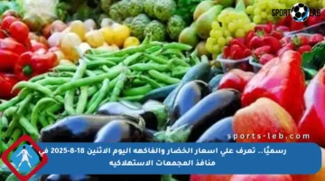 رسميًا.. تعرف على أسعار الخضار والفاكهة اليوم الإثنين 18-8-2025 في منافذ المجمعات الاستهلاكية